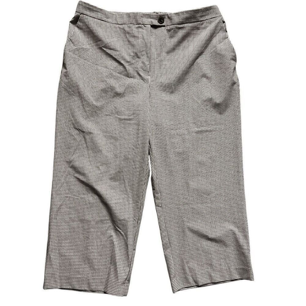 Womens Worthington Cream Windowpane Plaid Cropped Casual Pants - Sz 1X